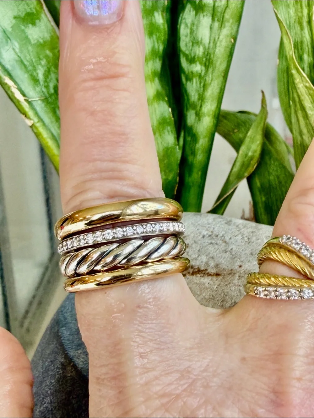 Sold.    David Yurman 18 karat gold sterling and Diamond Ring - Picture 8 of 12